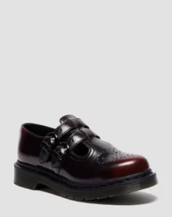 8065 Mary Jane-skor i Arcadia Rub Off-läder in Cherry Red