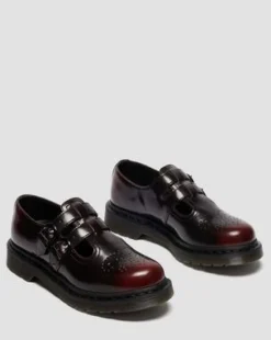 8065 Mary Jane-skor i Arcadia Rub Off-läder in Cherry Red