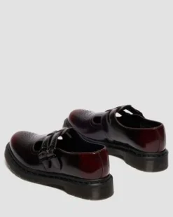 8065 Mary Jane-skor i Arcadia Rub Off-läder in Cherry Red
