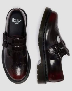 8065 Mary Jane-skor i Arcadia Rub Off-läder in Cherry Red