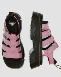 Mattison sandaler med tre remmar i Soft Patent-läder in Puderrosa