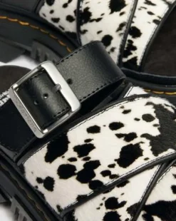Mattison Slide-sandaler i Dalmatian Hair On-läder in Cream & Svart