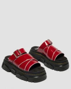 Mattison Slide-sandaler i Soft Patent-läder in Scharlakansröd