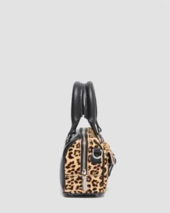 Mini-väska med topphandtag och leopardmönster in Svart & Ruskea