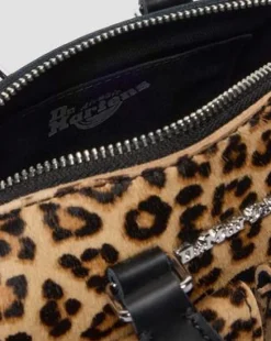 Mini-väska med topphandtag och leopardmönster in Svart & Ruskea