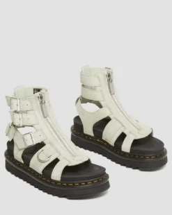 Olson gladiatorsandaler med dragkedja i tumlad nubuckläder in Smoked Mint