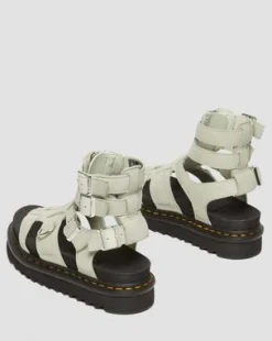 Olson gladiatorsandaler med dragkedja i tumlad nubuckläder in Smoked Mint