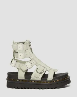 Olson gladiatorsandaler med dragkedja i tumlad nubuckläder in Smoked Mint
