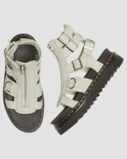 Olson gladiatorsandaler med dragkedja i tumlad nubuckläder in Smoked Mint