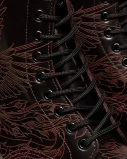 1460 Phoenix-kängor i Arcadia Rub Off-läder in Cherry Red