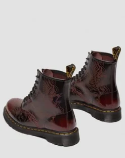 1460 Phoenix-kängor i Arcadia Rub Off-läder in Cherry Red