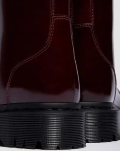 Rejena Laquered Leather Boots in Cherry Red