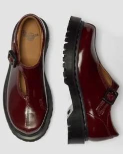 Rejena Mary Jane lackerade läderskor in Cherry Red