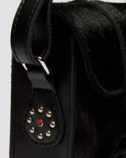 Satchelväska i Hair On- och Kiev-läder – 18 cm in Svart