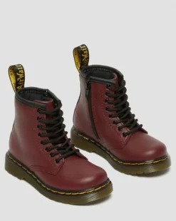 1460 Softy T snörkängor i läder till småbarn in Cherry Red