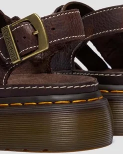 Wrenlie Open Toe Fisherman-sandaler i Grizzly-läder med platformsula in Mörkbrun