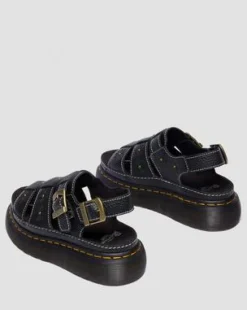 Wrenlie Open Toe Fisherman-sandaler i Nappa-läder med platformsula in Svart
