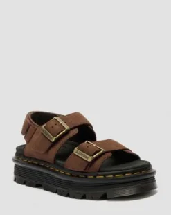 Zebzag Nubuck-sandaler med plattform in Sepiabrun