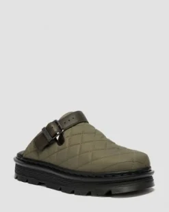 Zebzag quiltade canvas-mules med plattform in Dm’s Olivgrön