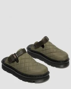 Zebzag quiltade canvas-mules med plattform in Dm’s Olivgrön