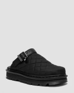 Zebzag quiltade canvas-mules med plattform in Svart