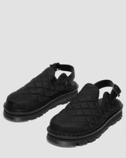 Zebzag quiltade canvas-mules med plattform in Svart